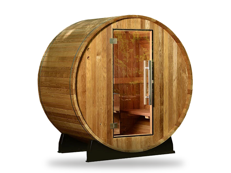Almost Heaven Salem 2-person cedar barrel sauna with glass door